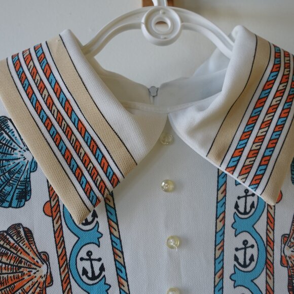 Trissi doubleknit polyester shells clams vacation vacay top S SM Small Medium M - Picture 5 of 16